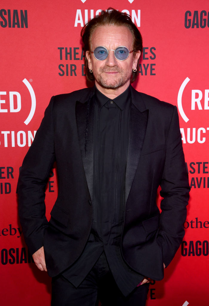 A closeup of Bono