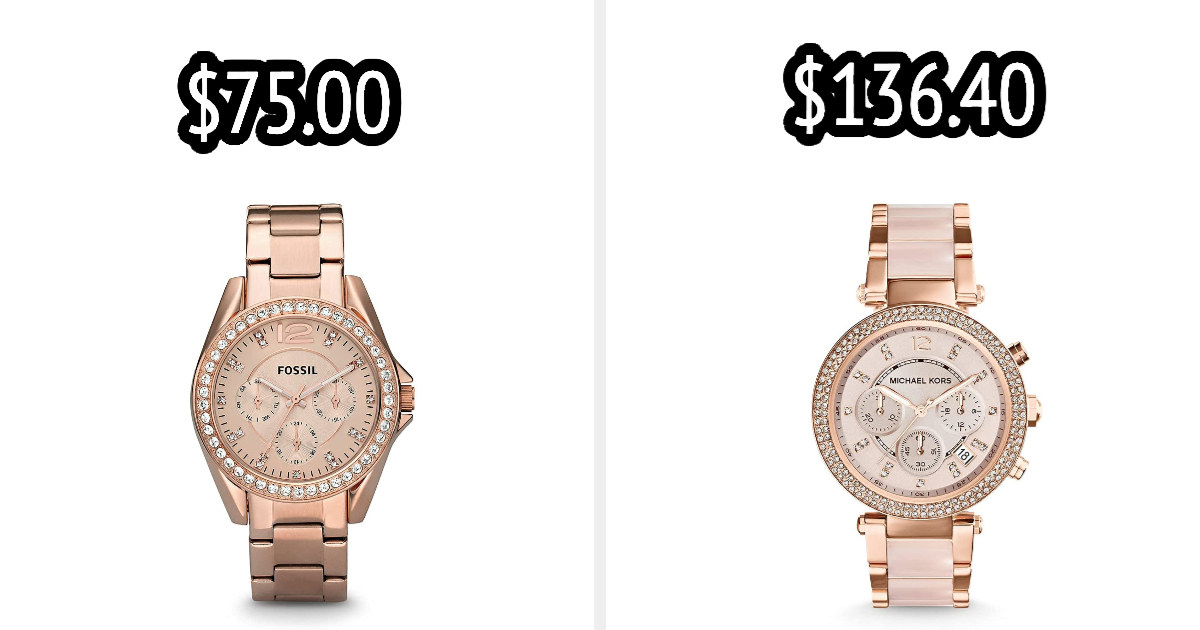 on the left a fossil watch and on the right a michael kors watch