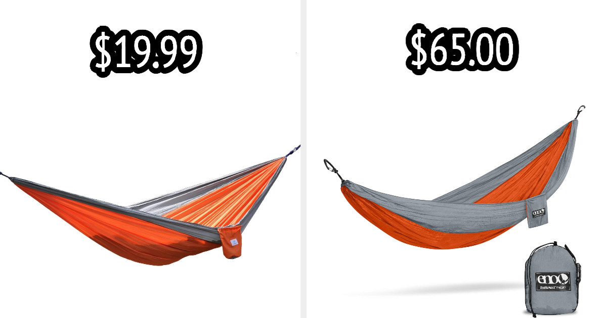 on the left an outereq hammock and on the right an eno hammock