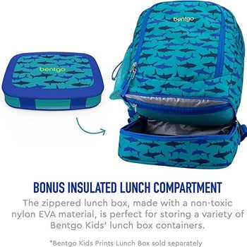 The infographic showing the built-in lunch compartment in the backpack