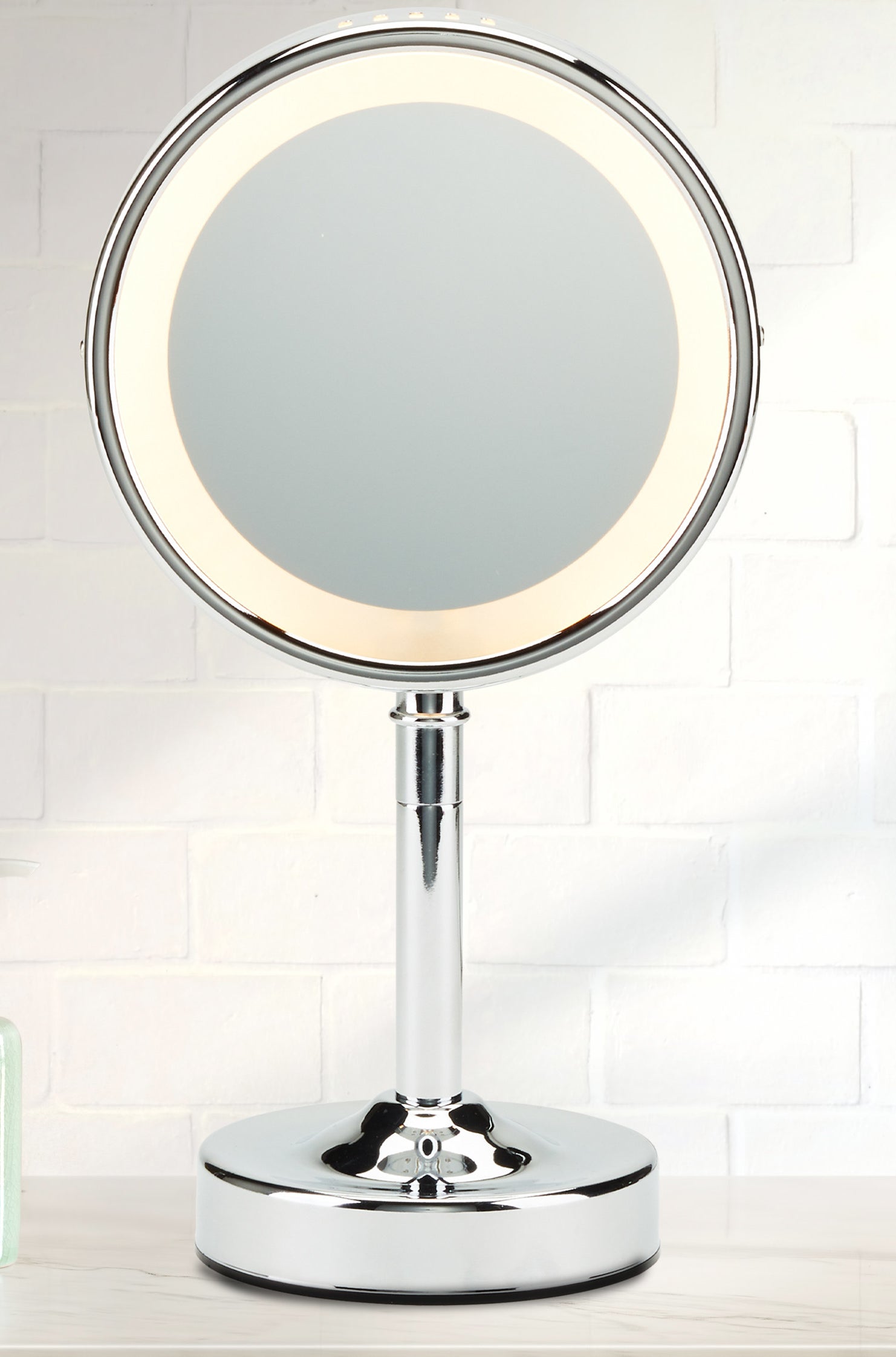 the LED mirror on a counter