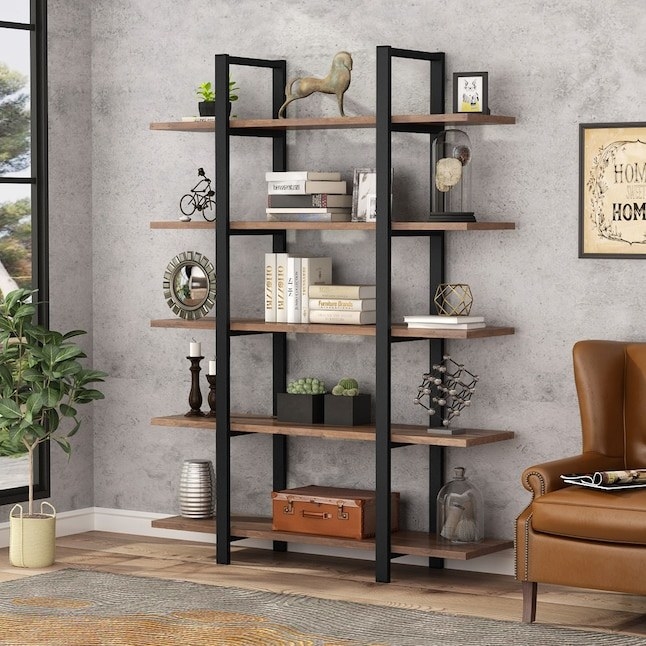 the metal and wood bookcase