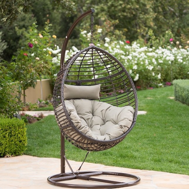 the egg-shaped rattan outdoor chair