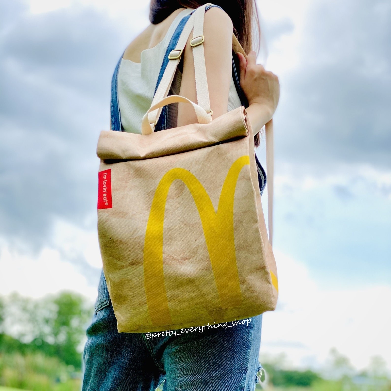 A model carrying the McDonald's backpack