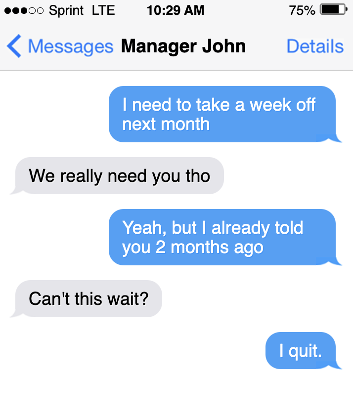 Screen shot of a text conversation