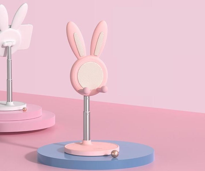 an adjustable phone stand shaped like a bunny