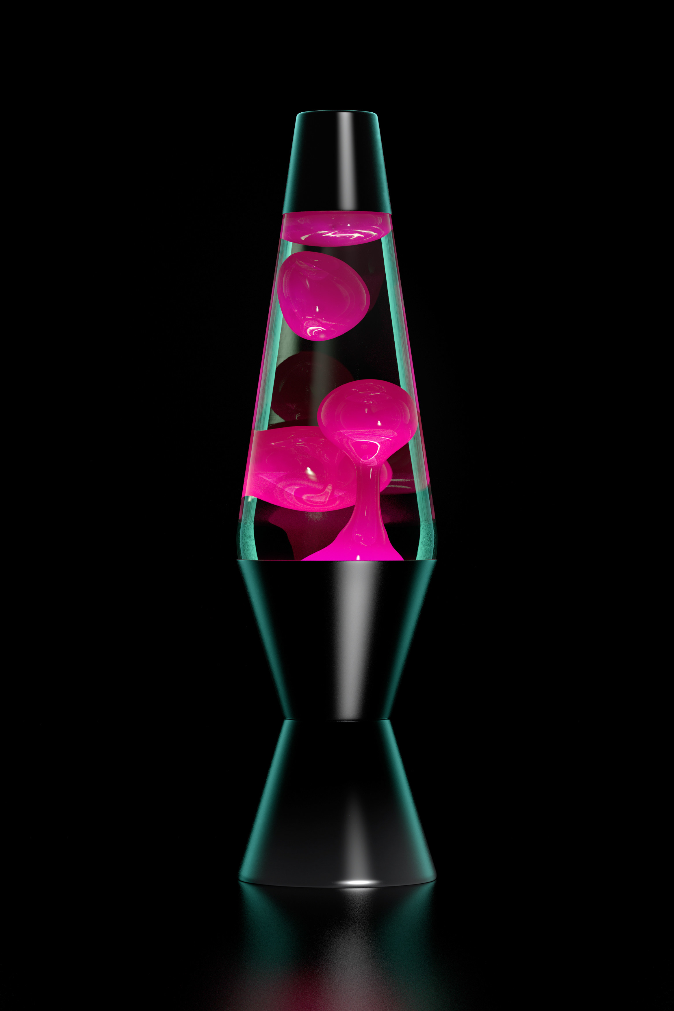 a lava lamp against a black background