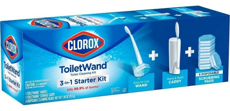 the blue packaging for the toilet cleaning kit
