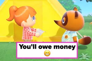 animal crossing villager pays tom nook with bells