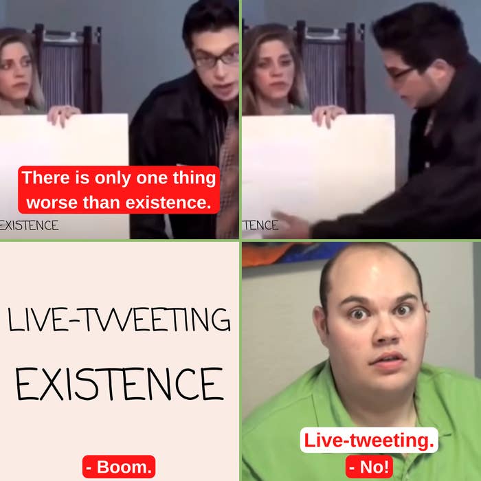 Graphic of different people livetweeting