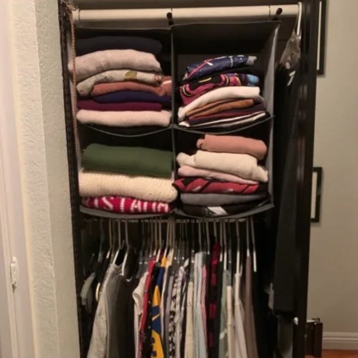 the storage organizer in a reviewer's closet