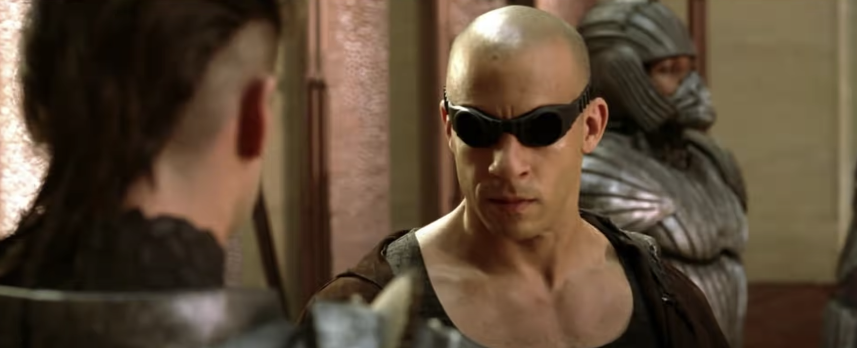 Riddick in shaded goggles