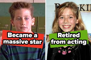 Jake Gyllenhaal with text, "became a massive star" and Jennette McCurdy with text, "retired from acting"