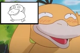 Psyduck and a bad drawing of a Psyduck