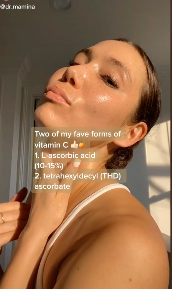 the doctor listing the two forms of vitamin C on her TikTok