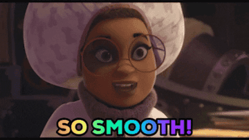 an animated person being touched on the face with the words, &quot;So smooth!&quot;&quot;