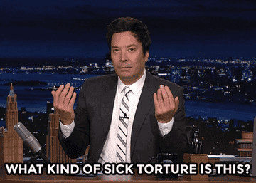 Jimmy Fallon saying, what kind of sick torture is this?