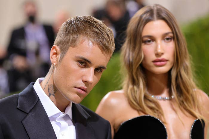 A closeup of Justin and Hailey at an event