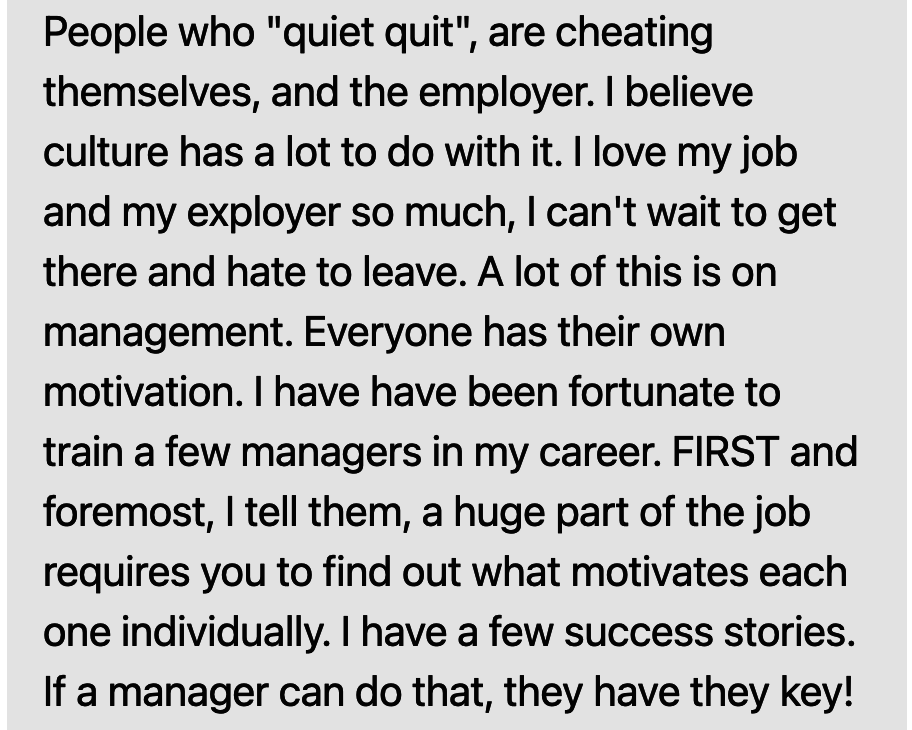 people who quiet quit are cheating themselves and their employer