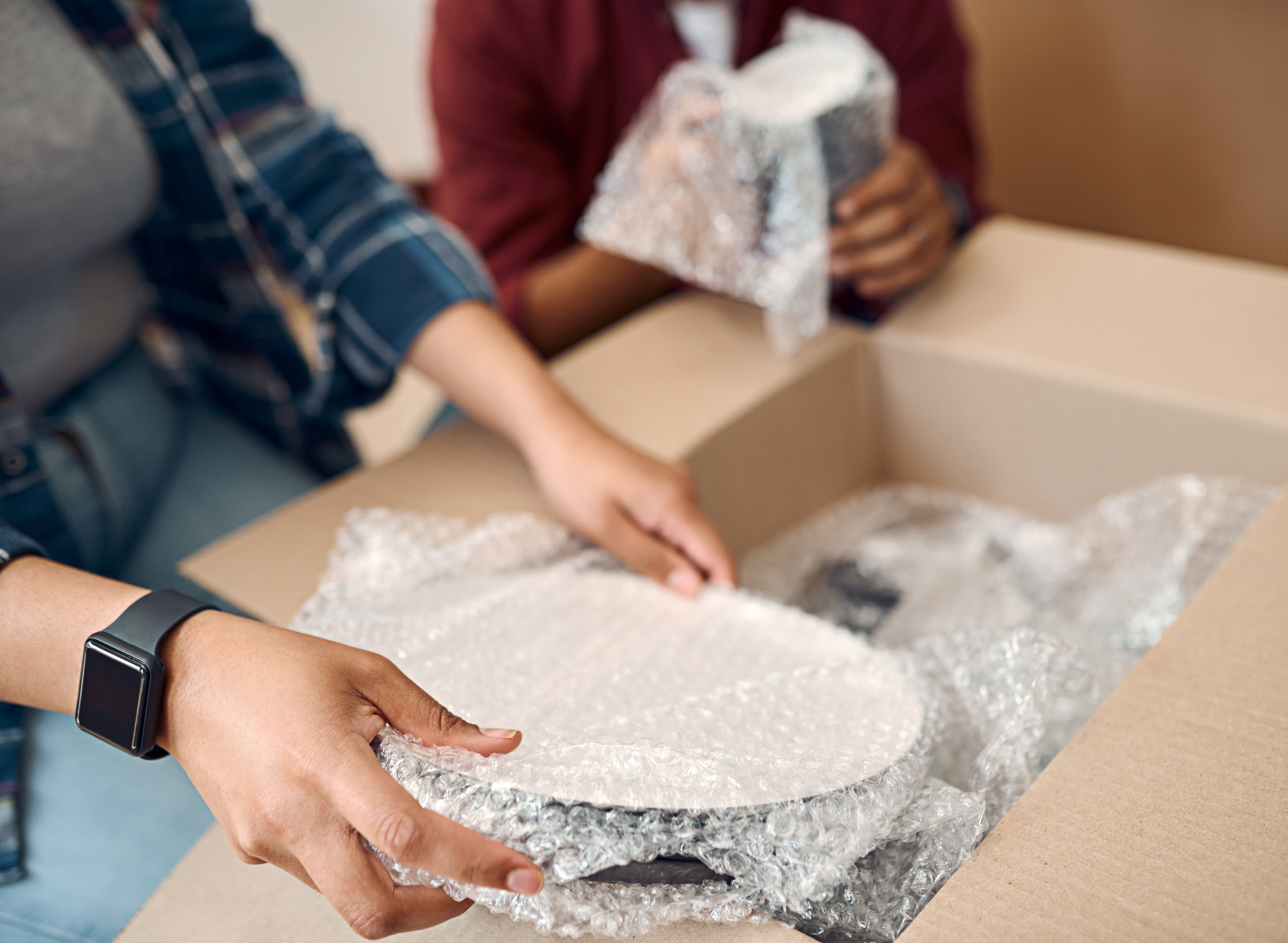 plates in bubble wrap