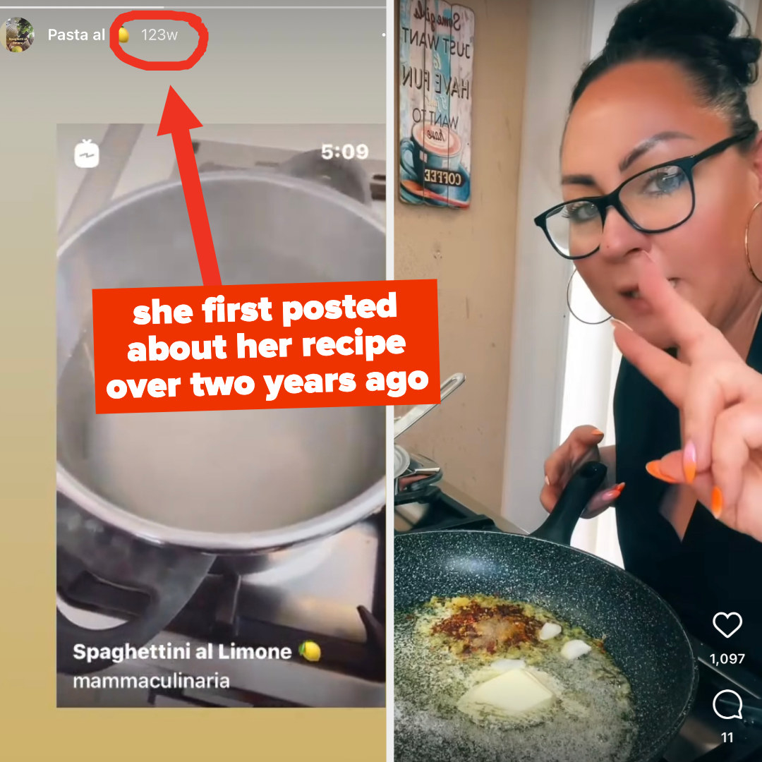 Images of Claudia cooking with the caption &quot;she first posted about her recipe over two years ago&quot;