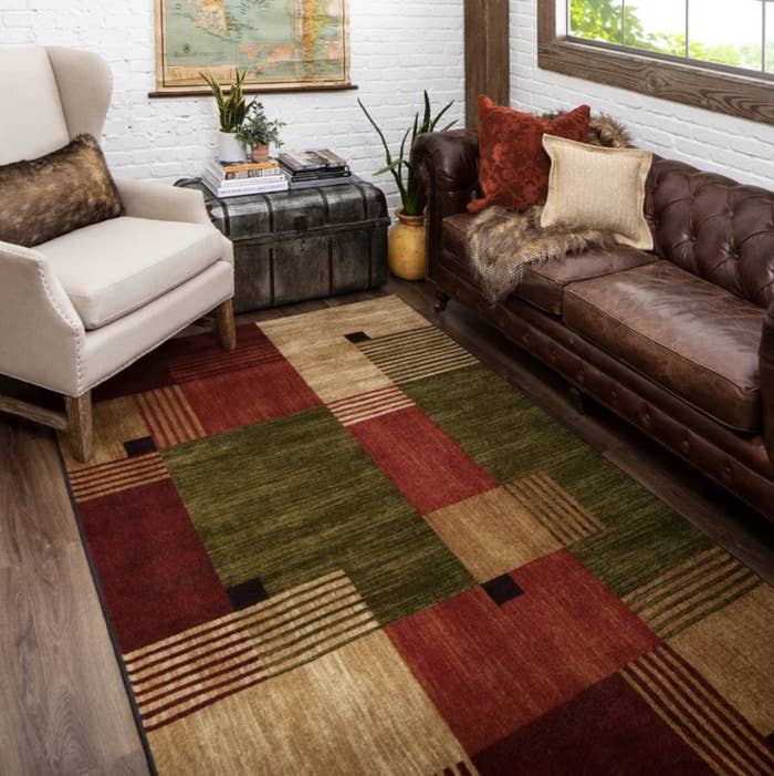 The area rug in the living room