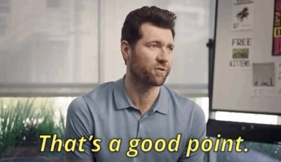Billy Eichner saying, &quot;That&#x27;s a good point.&quot;