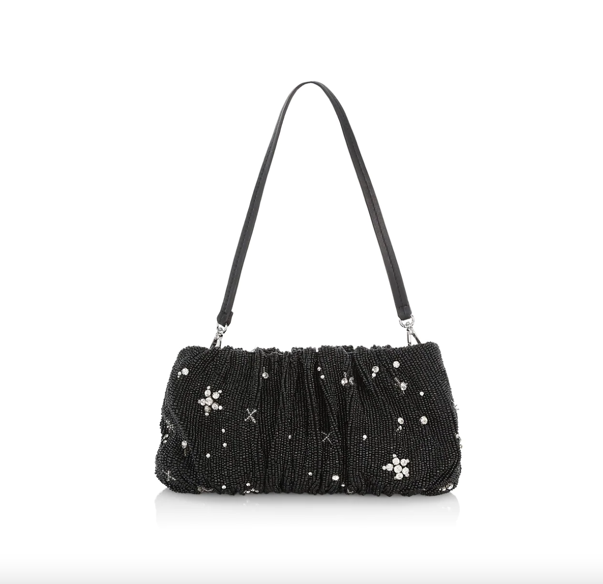 Beaded shoulder bag with starry crystal embelishments