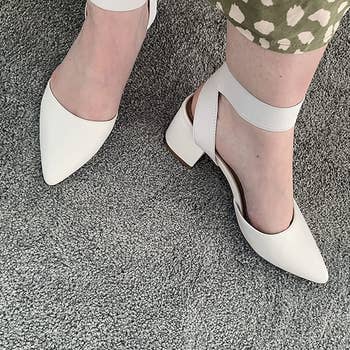 another reviewers wearing off-white heel pumps