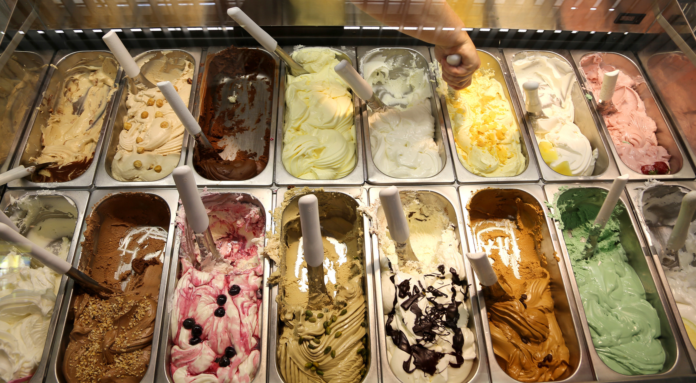 Italian gelato in different flavors