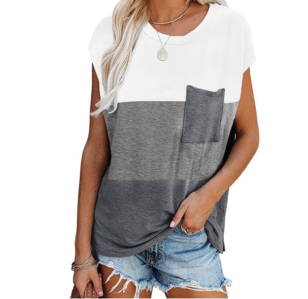 A grey and white t shirt