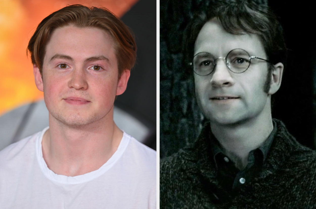 kit connor side by side with a picture of james potter from the harry potter movies