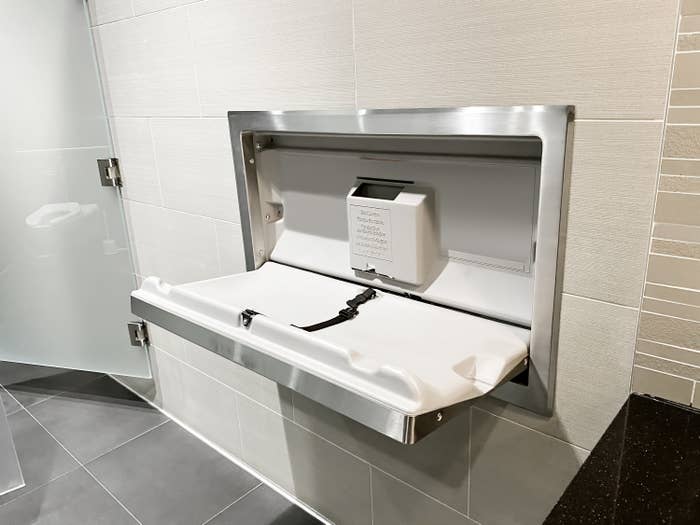 baby changing table in a bathroom