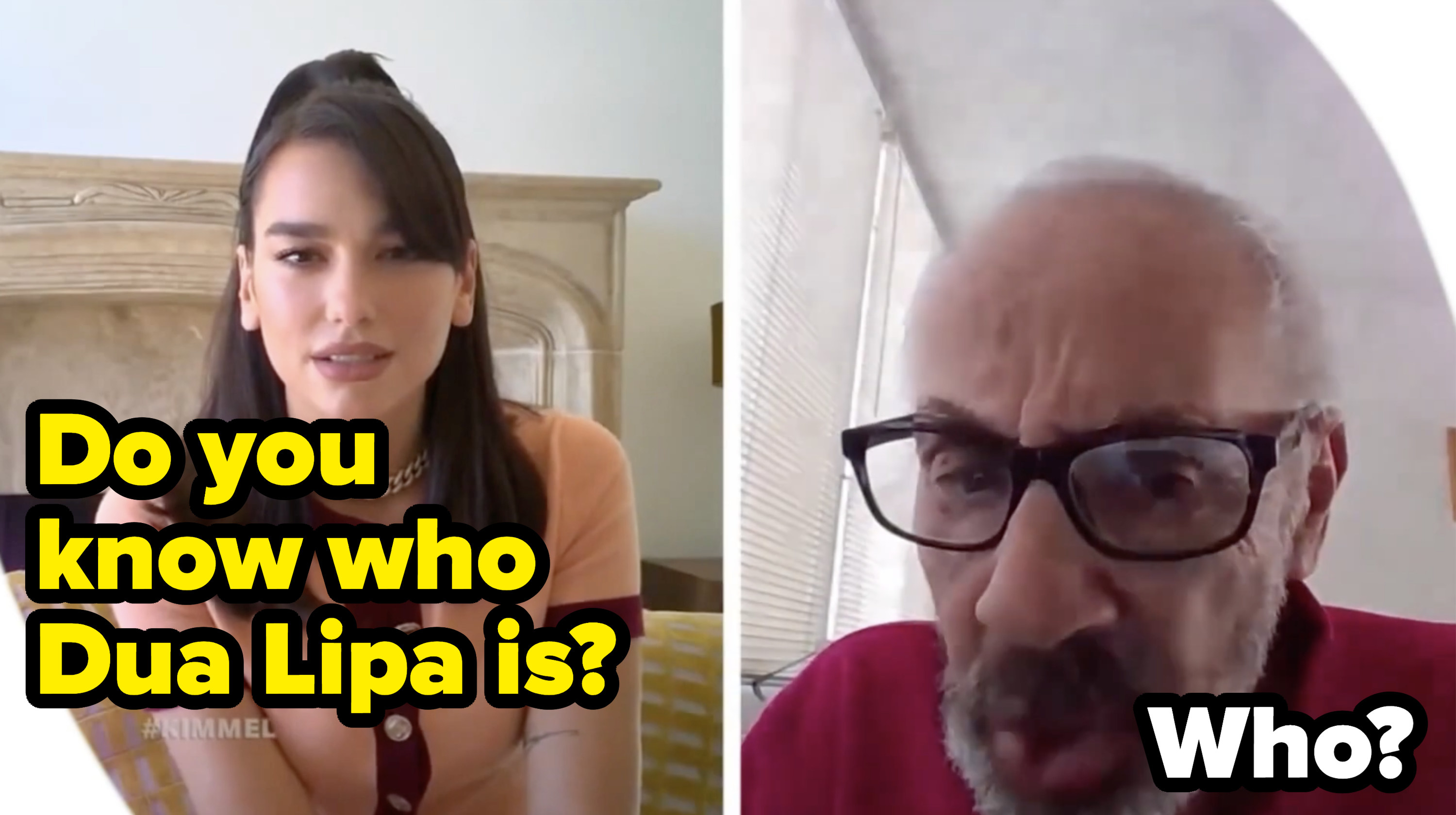 Dua Lipa asking, &quot;Do you know who Dua Lipa is?&quot;