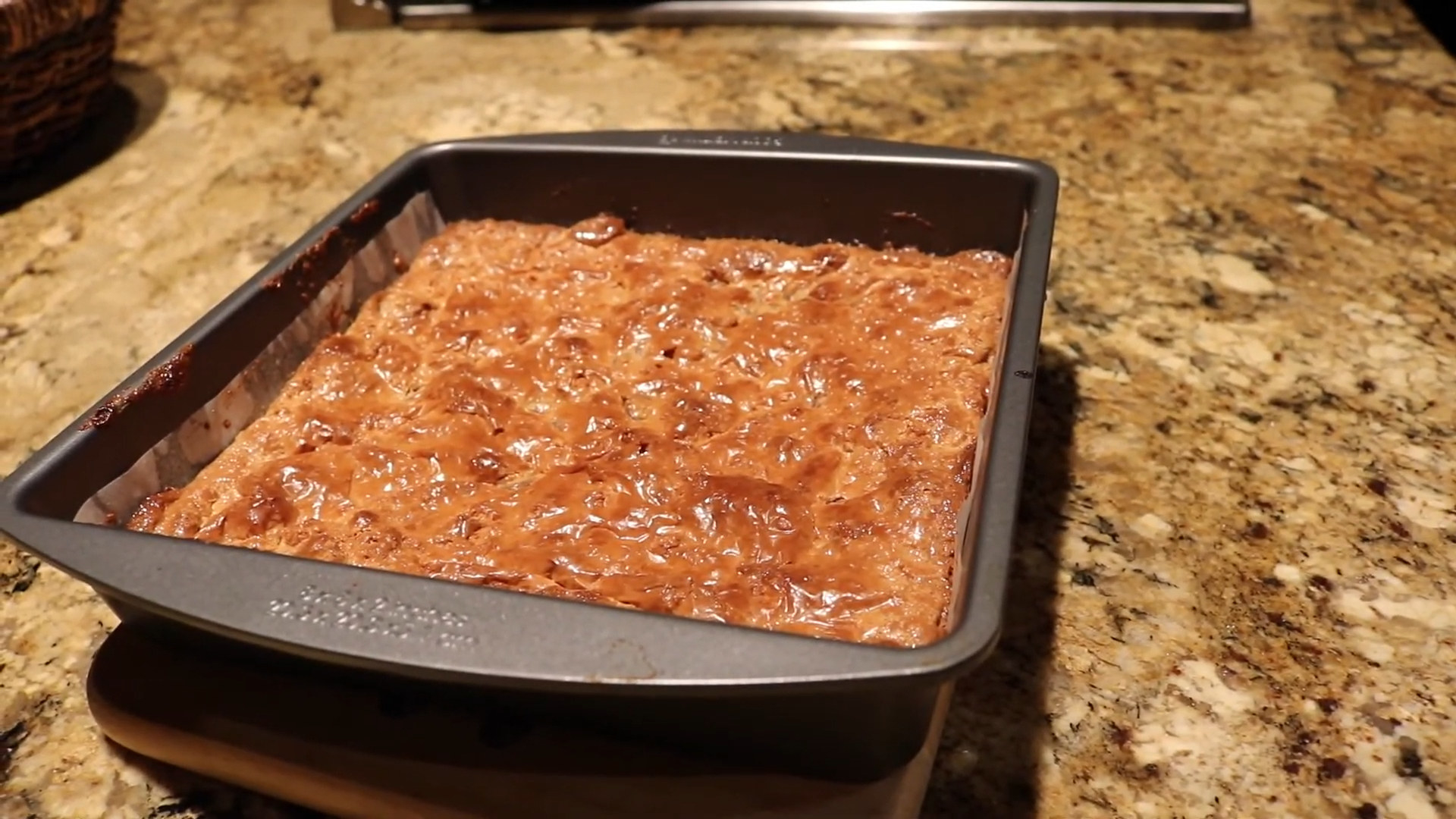 graham cracker brownies in a pan