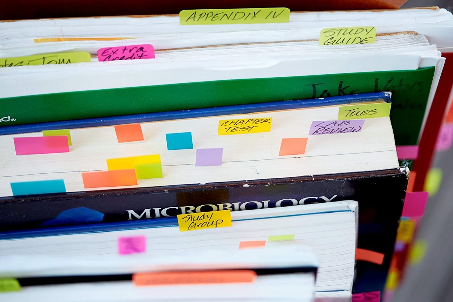 The Post-It Flags inside textbook pages