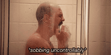 Gif of Tobias crying in shower in &quot;Arrested Development&quot;