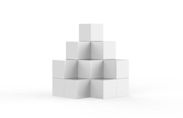 A pyramid with four rows of cubes