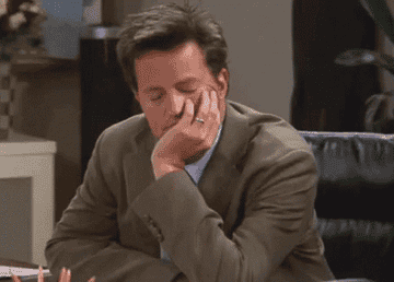 Chandler in &quot;Friends&quot; falling asleep in a meeting