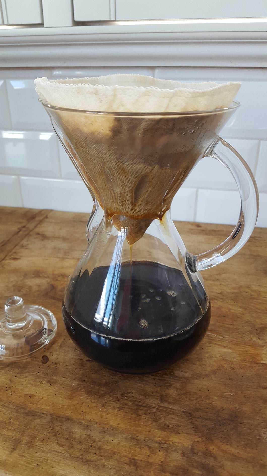 a reviewer photo of the filter in a Chemex