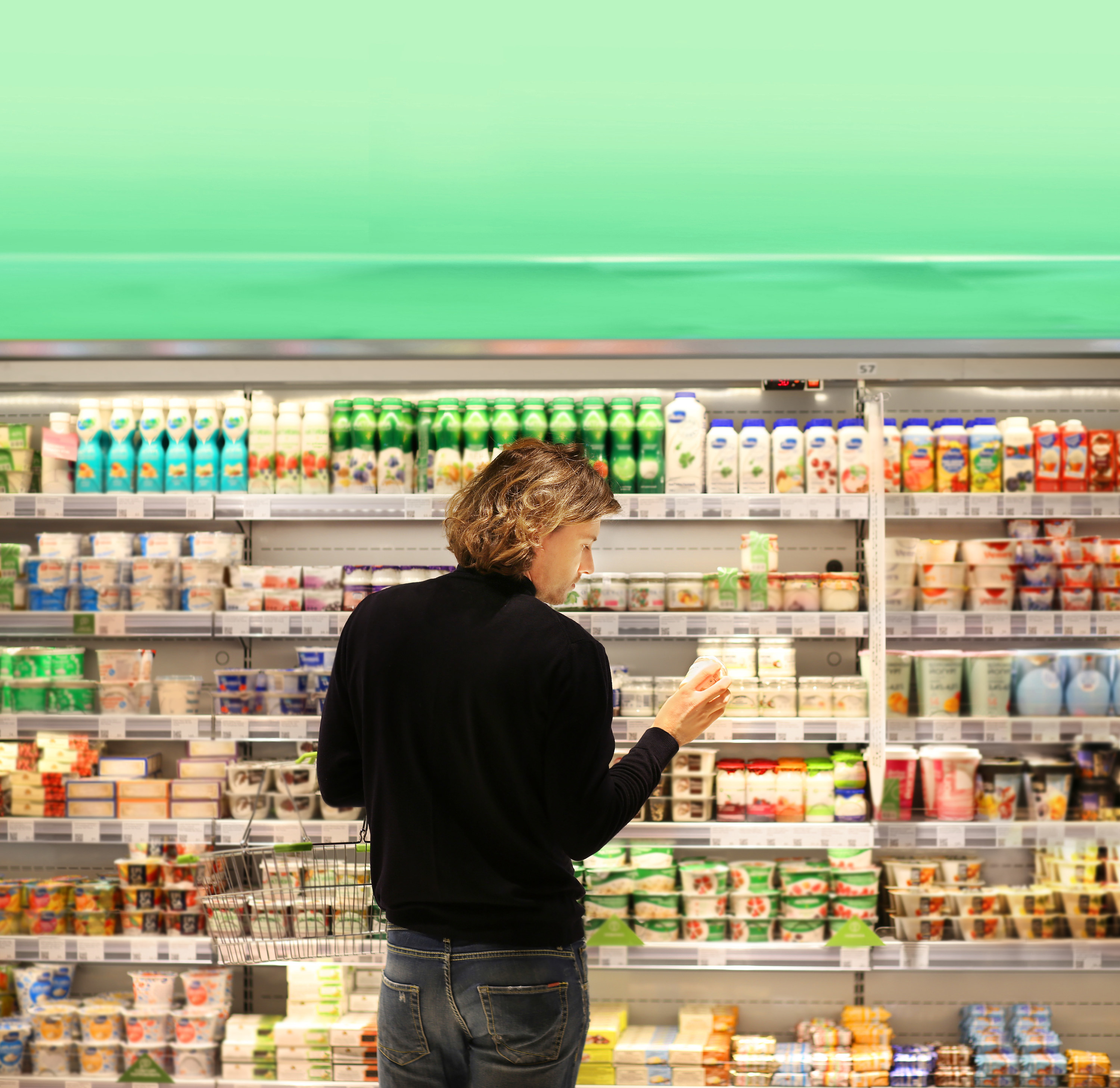 a grocery aisle in a supermarket