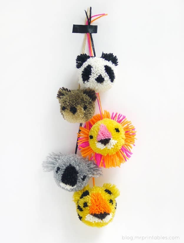 animal pom-poms