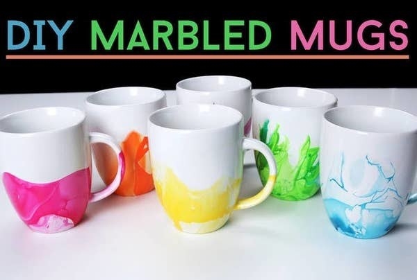 marbled mugs in different colors