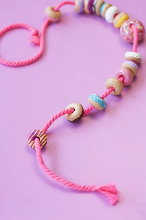 donut beads on yarn