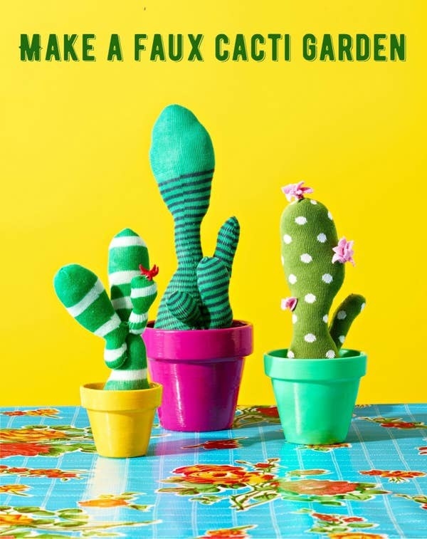 fake cacti made of socks