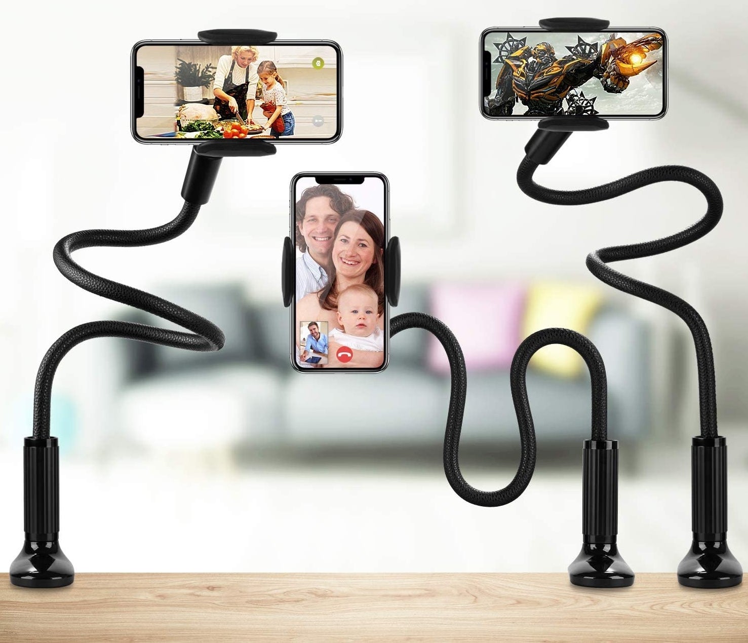 several configurations of the flexible phone stand