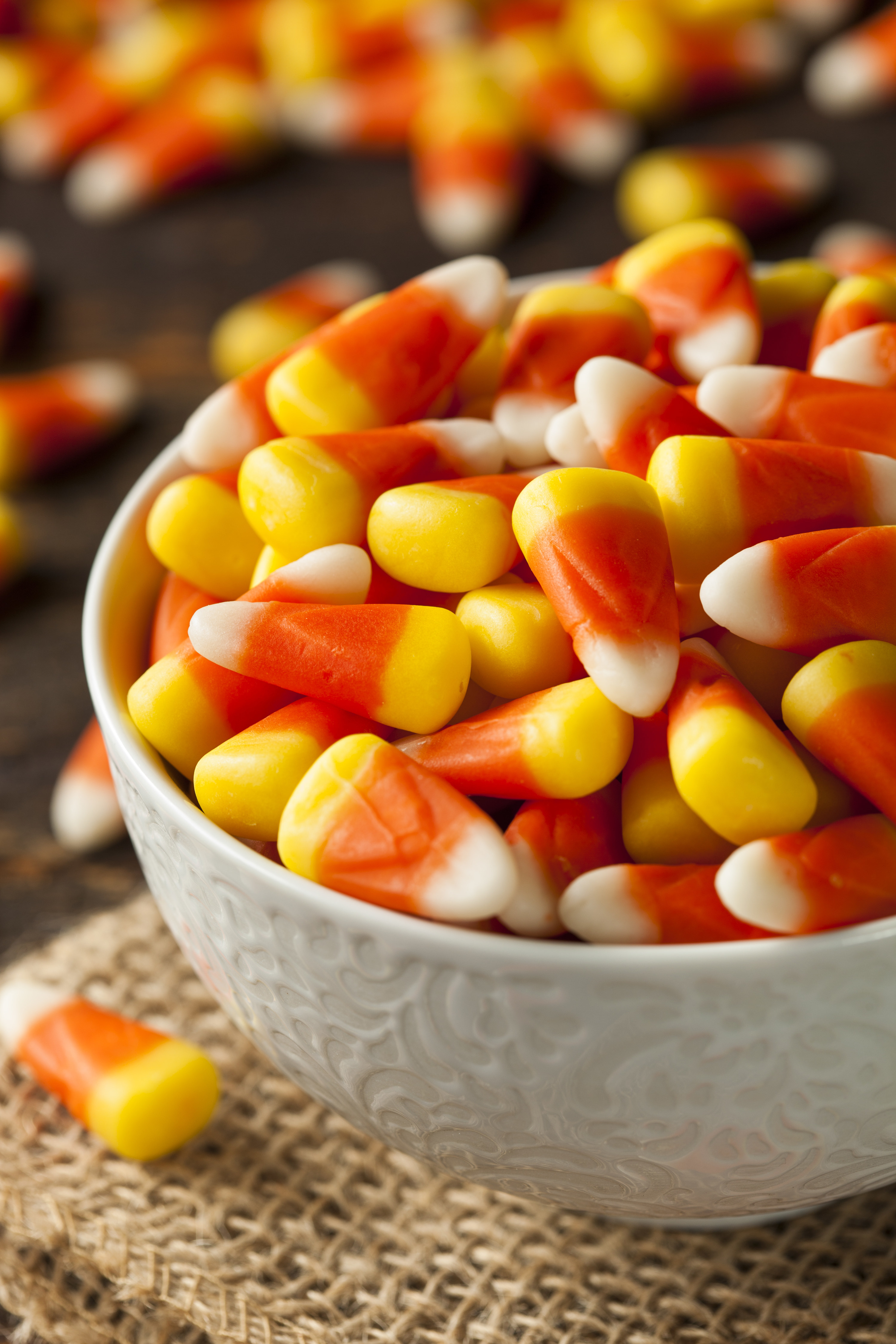 a bowl of candy corn