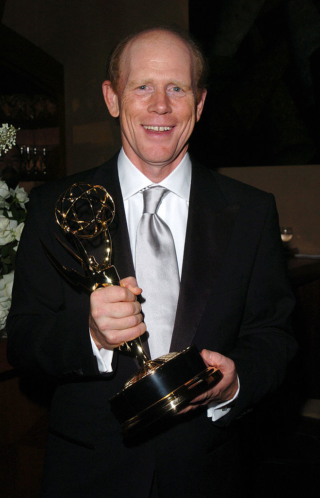 Ron Howard holding an Emmy