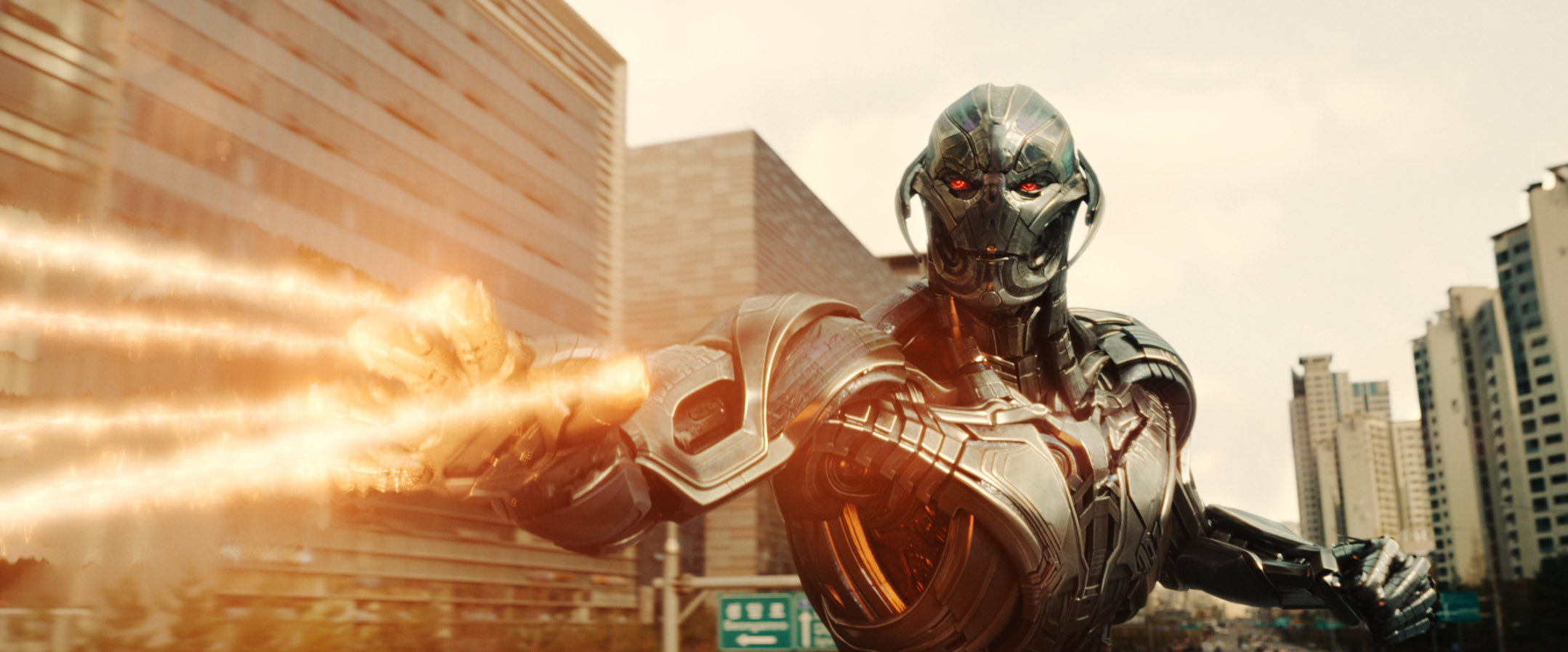 Ultron shoots lasers out of his fingers