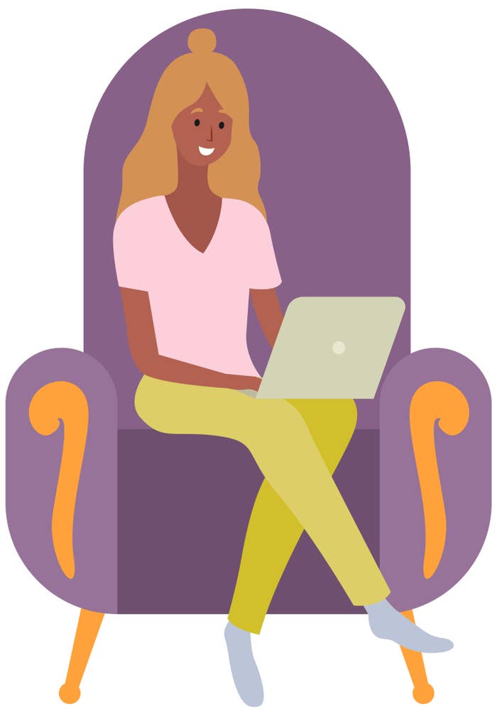 Graphic of a woman on a laptop